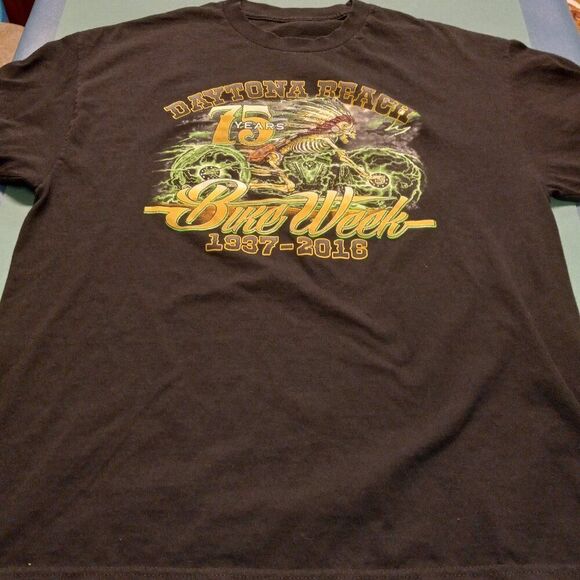 Daytona Beach 75 Years Bike Week 1937-2016 Short sleeve T-Shirt - Picture 3 of 7